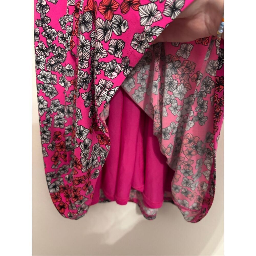 CeCe Twist-Back Halter Dress Size Large Pink Floral Above-the-Knee Stretchy Soft - Picture 6 of 8